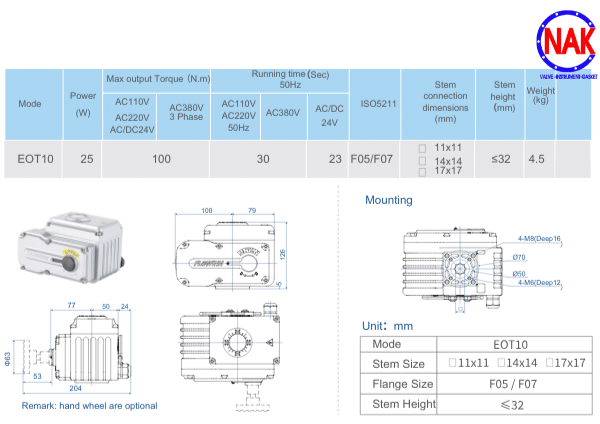 Thông Tin Kỹ Thuật FLOWINN EOT10 Thông Tin Kỹ Thuật FLOWINN EOT10